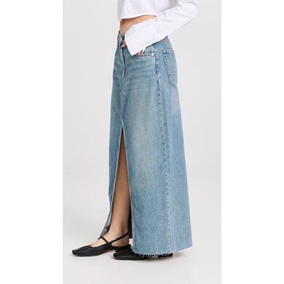 NWT Rag & Bone Featherweight Avery Maxi Skirt US 29 Blue Denim Boho Western - Picture 3 of 9